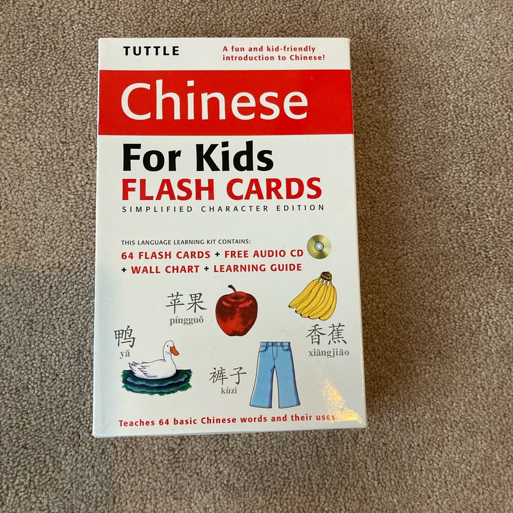 Chinese for kids flash cards. Great condition. Has some wear. Wall chart